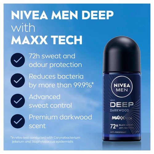 NIVEA MEN Deep Black Carbon 72h Anti-Perspirant Deodorant Roll-On
