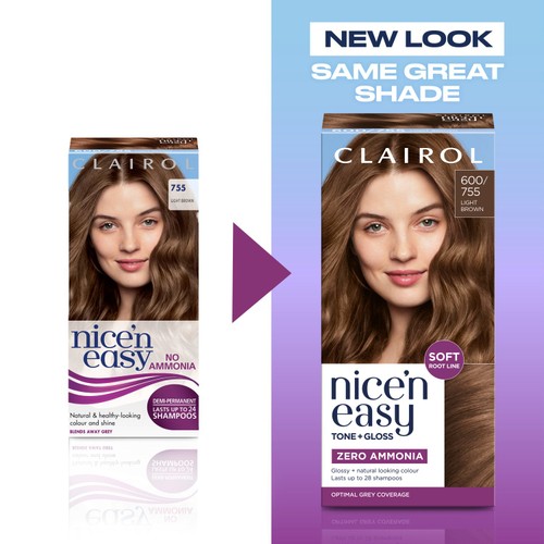 Clairol Nice'N Easy Tone+Gloss Semi Permanent Hair Dye 600/755 Light Brown