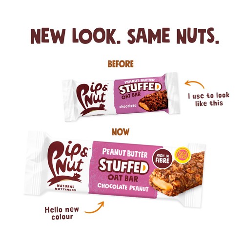 Pip & Nut Chocolate Peanut Butter Stuffed Oat Bars 3 x 48g
