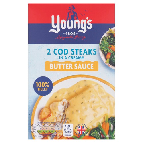 Youngs 2 Cod Steaks In Butter Sauce