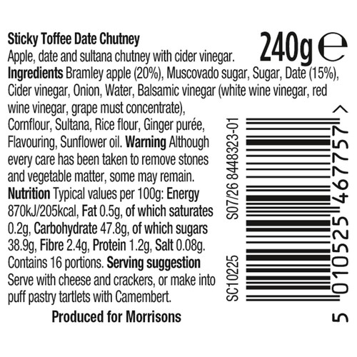 Morrisons The Best Sticky Toffee Date Chutney 240g