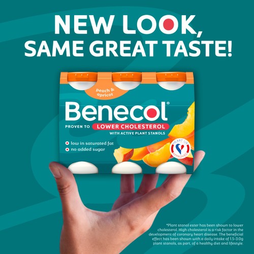 Benecol No Added Sugar Peach & Apricot Yogurt Drink 6 x 67.5g (405g)