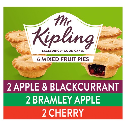 Mr Kipling Apple, Blackcurrant & Cherry Fruit Pies Cakes 6pk