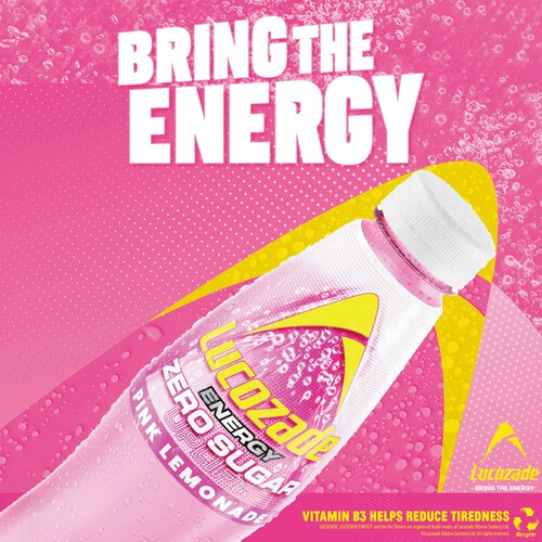 Lucozade Zero Sugar Drink Pink Lemonade