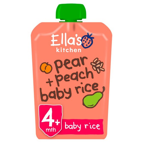 Ella's Kitchen Pear and Peach Baby Rice Baby Food Pouch 4+ Months