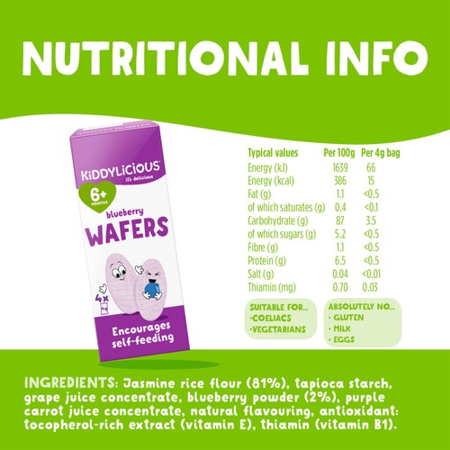 Kiddylicious Blueberry Mini Wafers Baby Snacks