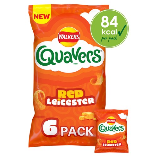 Walkers Quavers Red Leicester Cheese Multipack Crisps Snacks 6x16g
