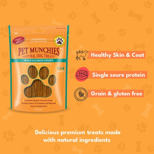 Pet Munchies Wild Salmon Strips Dog Treats 80g