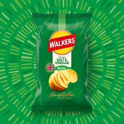 Walkers Salt & Vinegar Multipack Crisps 6x25g