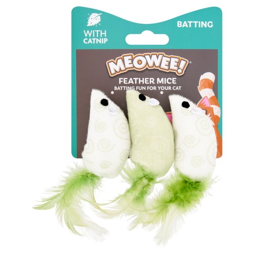 Meowee! Feather Mouse Pack 3Ct