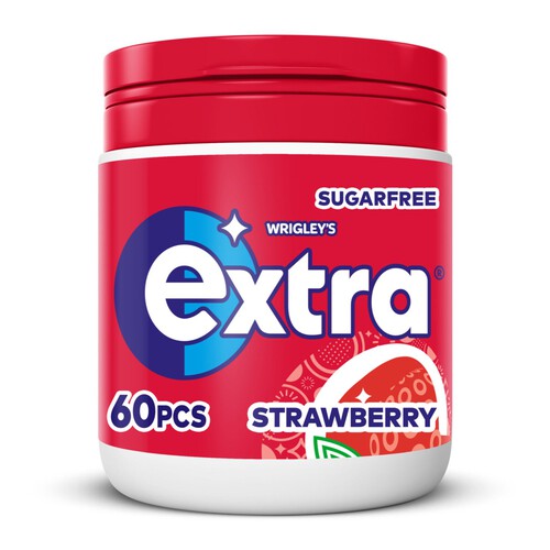 Extra Strawberry Flavour Sugarfree Chewing Gum Bottle 60 Pieces