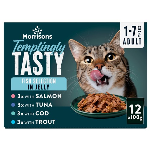 Morrisons Temptingly Tasty Cat Food Fish In Jelly 12x100g