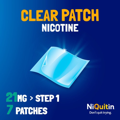 NiQuitin Clear Patch -Step 1 21mg, 7 Nicotine Patches - Stop Smoking Aid