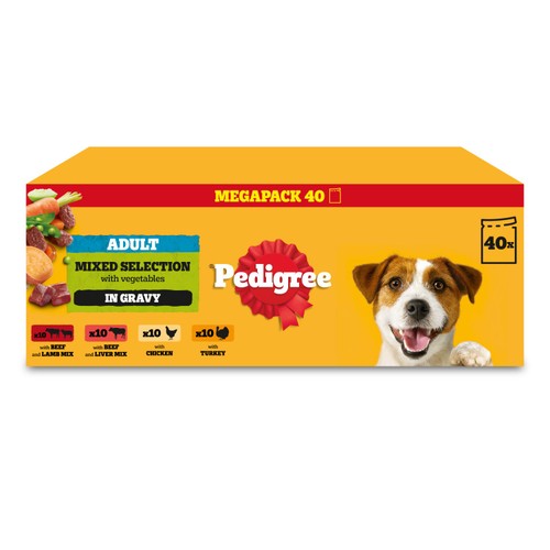 Pedigree Adult Wet Dog Food Pouches Mixed Selection in Gravy Mega Pack