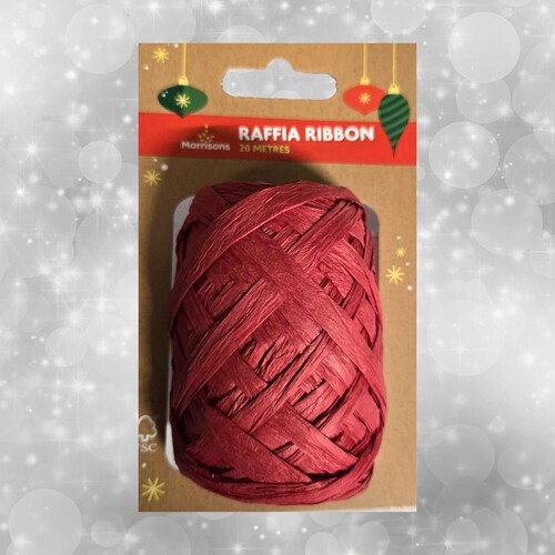 Morrisons Red Raffia Ribbon 20 metres