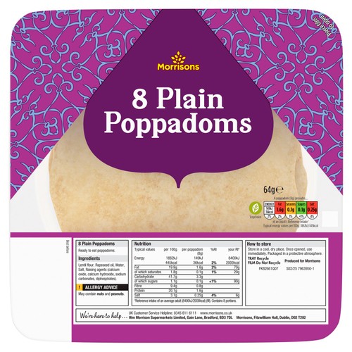 Morrisons popadoms plain