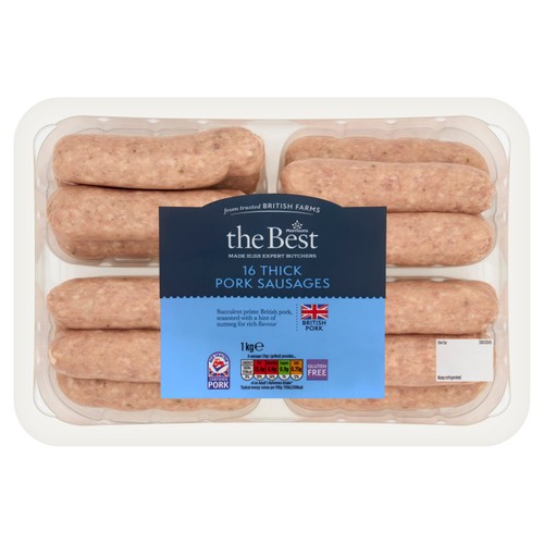 Morrisons The Best 16 Thick Pork Sausages 1kg