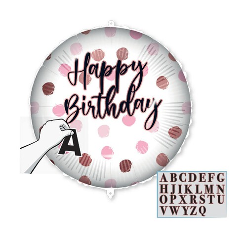 Decorata Standard Personalised Happy Birthday Pink Foil Balloon