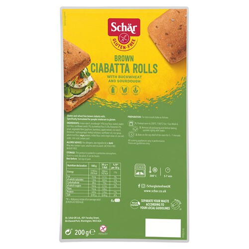 Schar Gluten-Free Brown Ciabatta Rolls