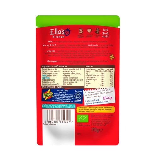Ella's Kitchen Organic Tomato-y Pasta Baby Food Pouch 10+ Months