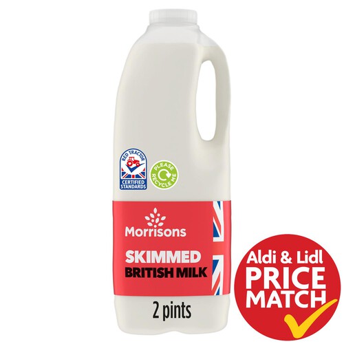 Morrisons British Skimmed Milk 2 Pint