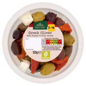 Morrisons The Deli on Market Street Greek Olives with Tomato & Feta 120g