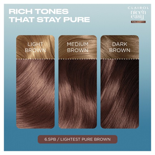 Clairol Nice'n Easy Pure Brunettes Hair Dye Lightest Latte Brown 6.5PB