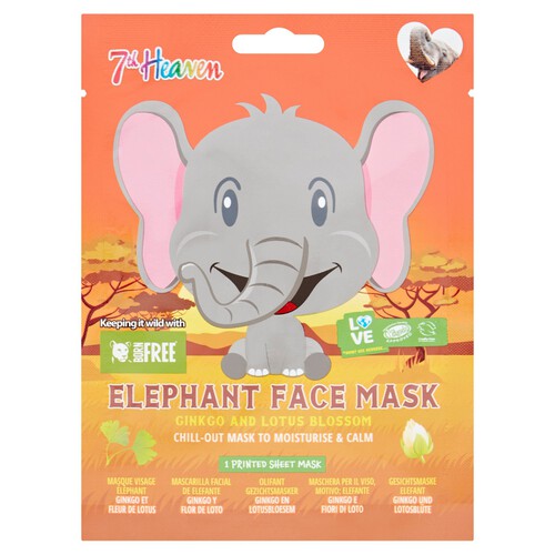 7Th Heaven Wild Animals Elephant Face Mask Ginkgo And Lotus Blossom