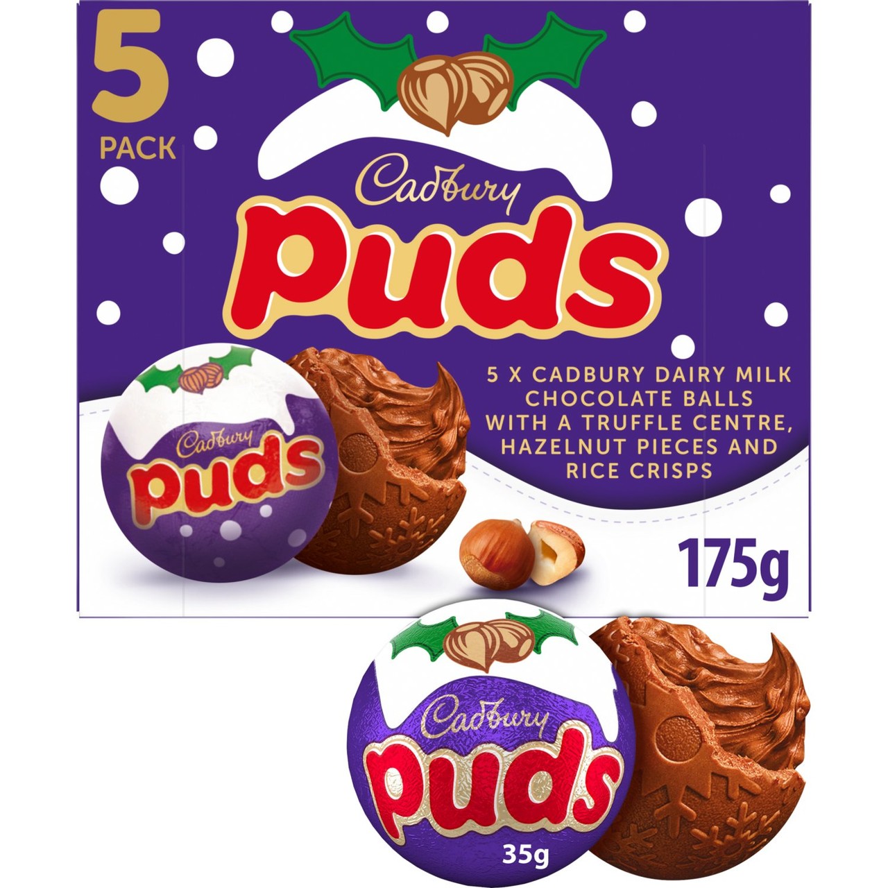 Cadbury Dairy Milk Christmas Chocolate Puds 5 Pack Multipack