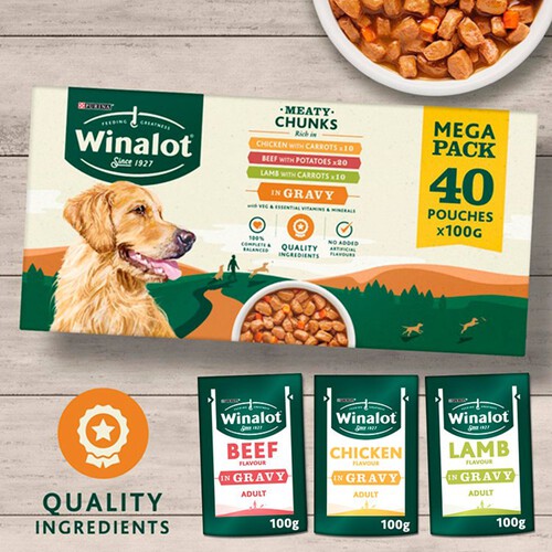 Winalot Wet Dog Food Pouches Mixed in Gravy 