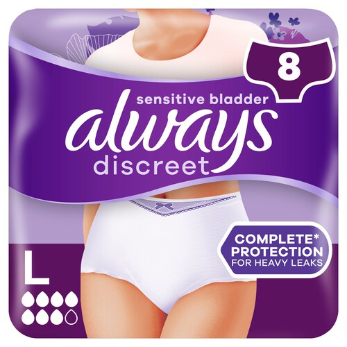 Always Discreet Underwear Incontinence Pants Plus Large 8 pack