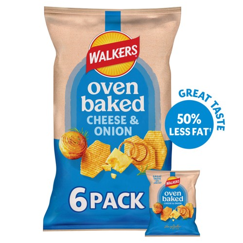 Walkers Baked Cheese & Onion Multipack Snacks Crisps 6 x 22g