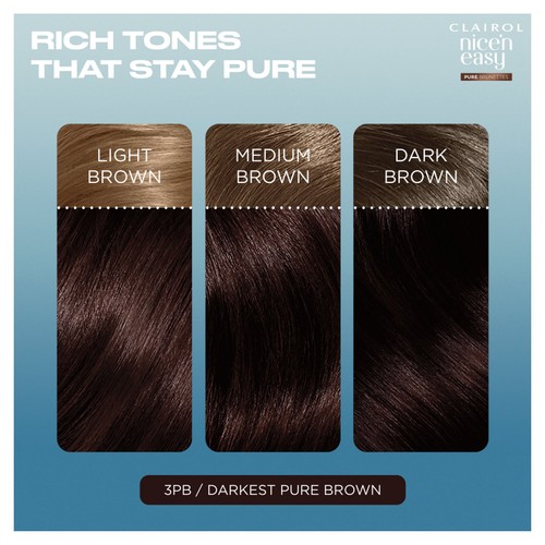 Clairol Nice'N Easy Pure Brunettes Permanent Hair Dye 3Pb Deepest Brown