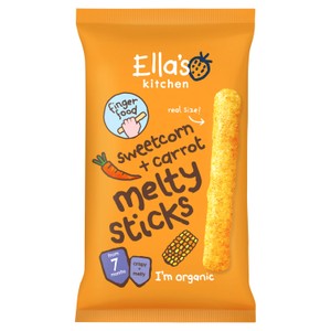 Ella's Kitchen Sweetcorn & Carrot Melty Sticks Baby Snack 7+ Months