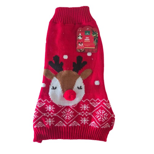 Morrisons Festive Dog Knitted Jumper Character Medium