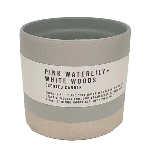 Nutmeg Home Habitation Pink Waterlily Ceramic Multi Wick Candle