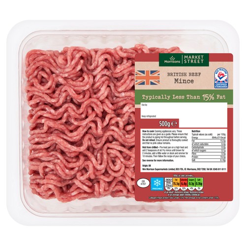 Morrisons British Beef Mince 15% Fat  500g