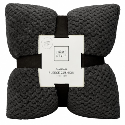 Morrisons Diamond Fleece Cushion 2 Pack With Zipper Black