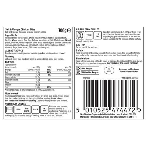Morrisons Limited Edition Salt & Vinegar Chippy Tea Chicken Bites 300g
