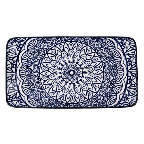 Nutmeg Home Tranquility Pad Rectangular Navy Platter