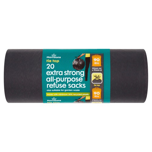 Morrisons 90L Tie Top Refuse Sacks 20 Pack