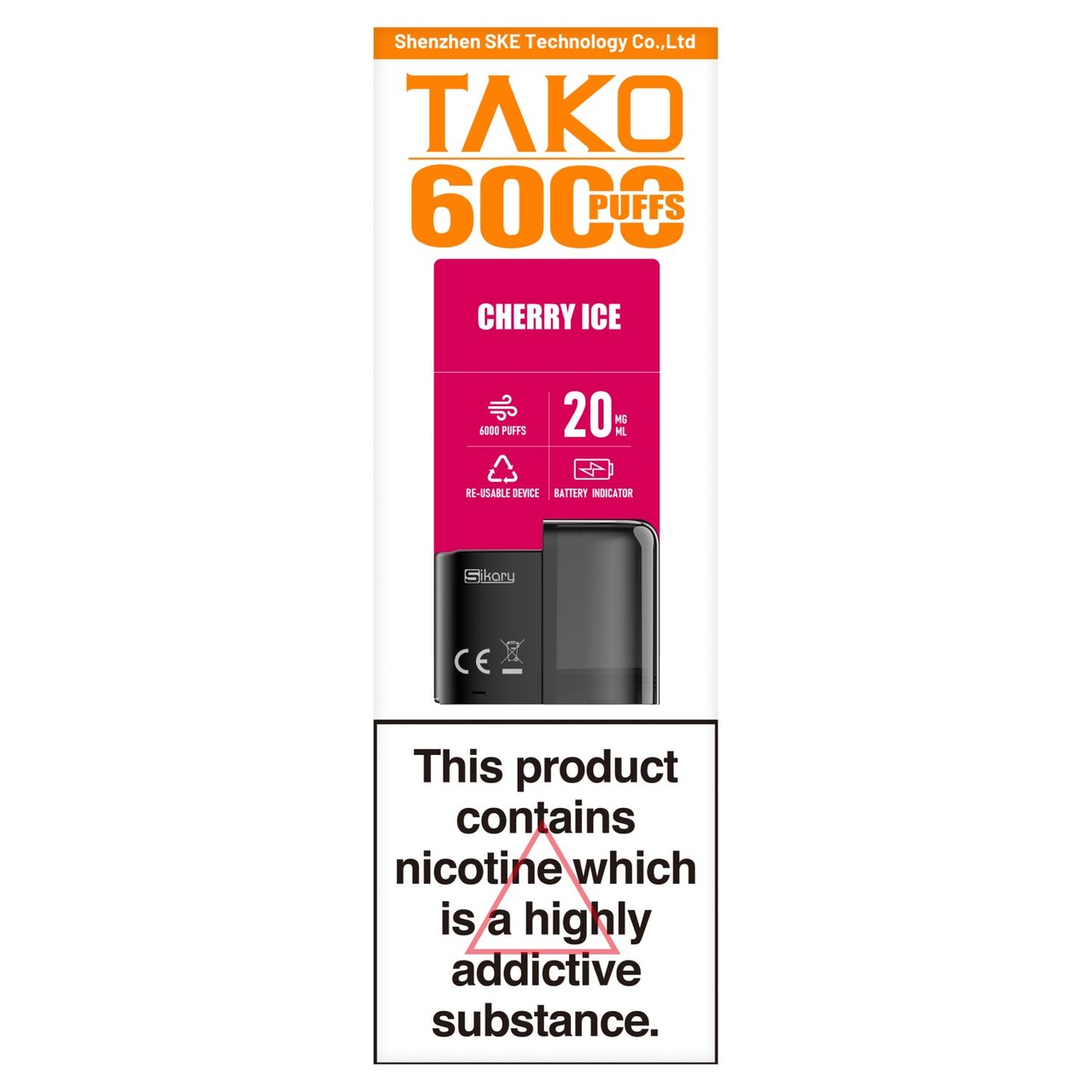 Sikary SP6000 Replacement Pods Cherry Ice 20mg