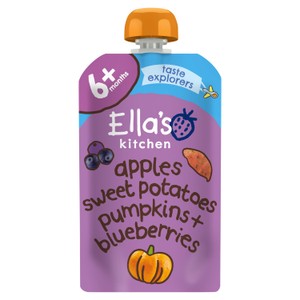 Ellas Kitchen Organic Sweet Potatoes Pumpkin Apples And Blueberries Baby Food Pouch 6 Plus Months 120G