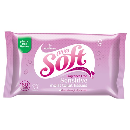 Morrisons Fragrance Free Sensitive Moist Toilet Tissue 60pk