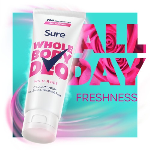 Sure Women Wild Rose Whole Body Deodorant Cream 72h Odour Control   75ml