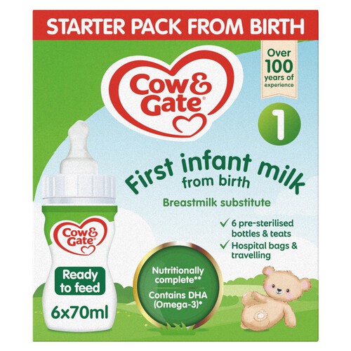 Cow & Gate 1 First Baby Milk Formula Liquid Starter Pack from Birth