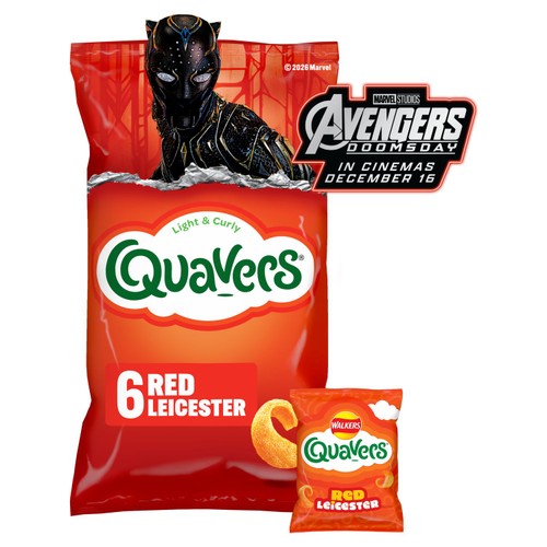 Walkers Quavers Red Leicester Cheese Multipack Crisps Snacks 6x16g