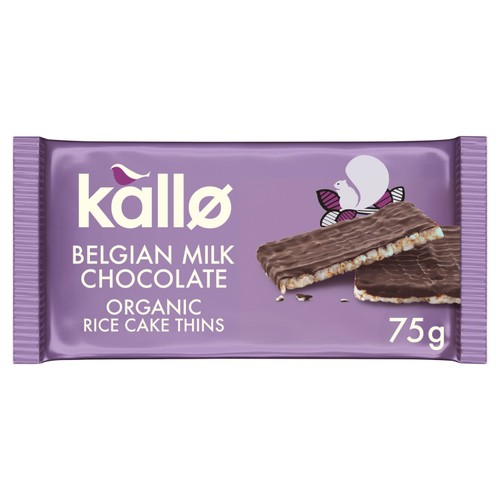 Kallo Belgian Milk Chocolate Thin Rice Cakes 75g