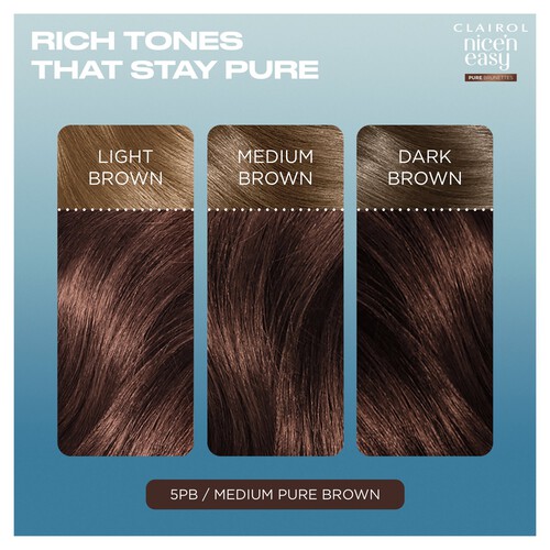 Clairol Nice'n Easy Pure Brunettes Hair Dye Medium Mocha Brown 5PB