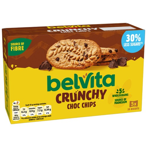 Belvita 30% Less Sugar Choc Chip Cereal Snack Bars Multipack